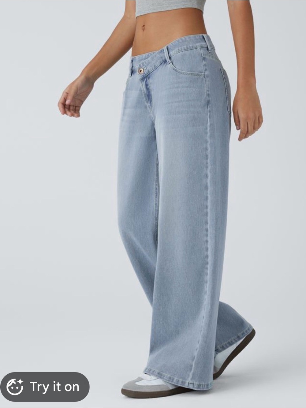 HALARA Light Blue Wide-Leg asymmetric Baggy Jeans size large